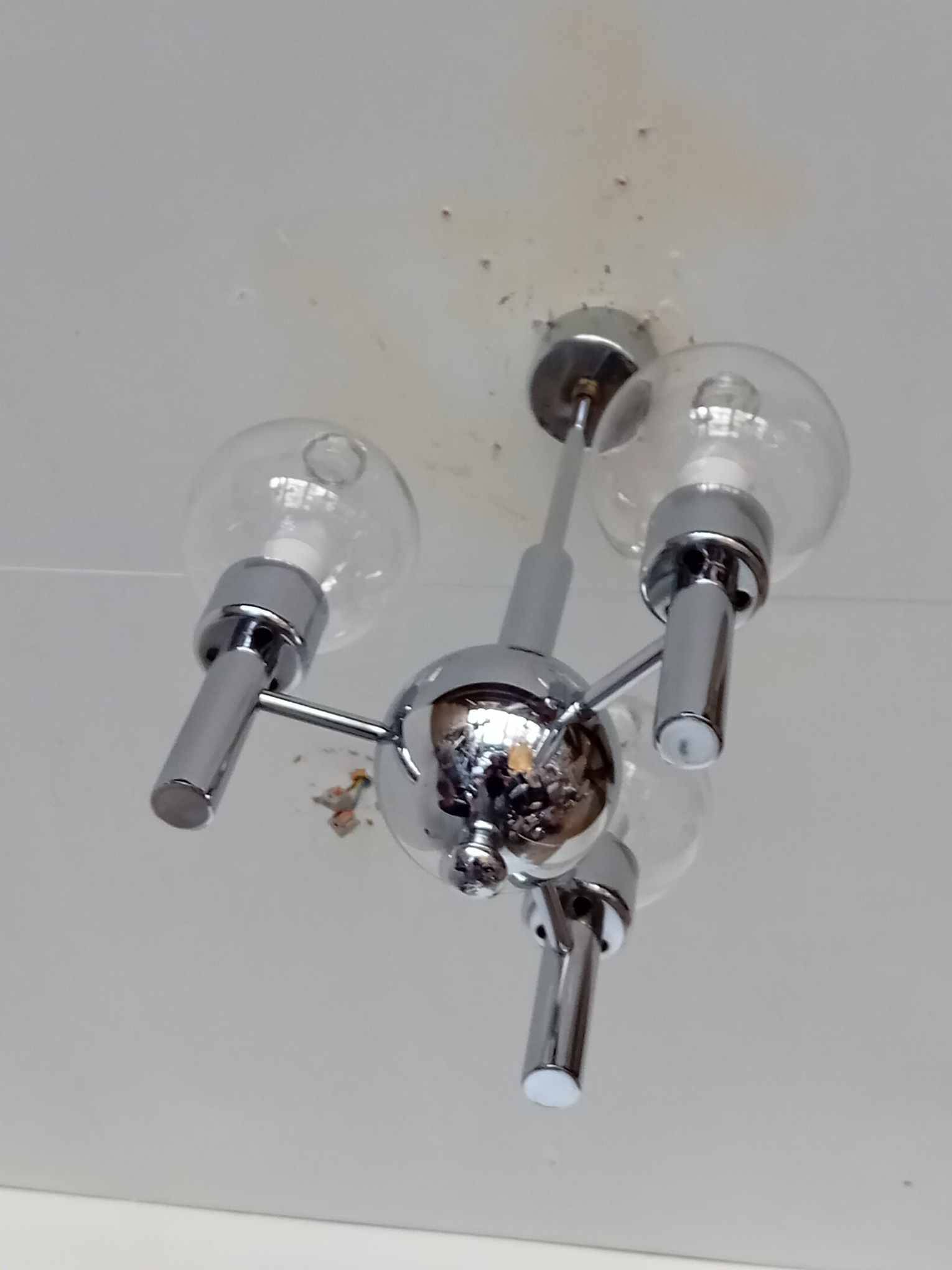 Chandelier with 3 branches space art 70's murano