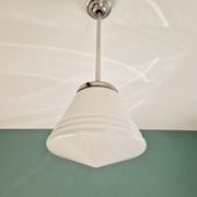 Art Deco pendant lamp in conical white opaline, 1920s-30s