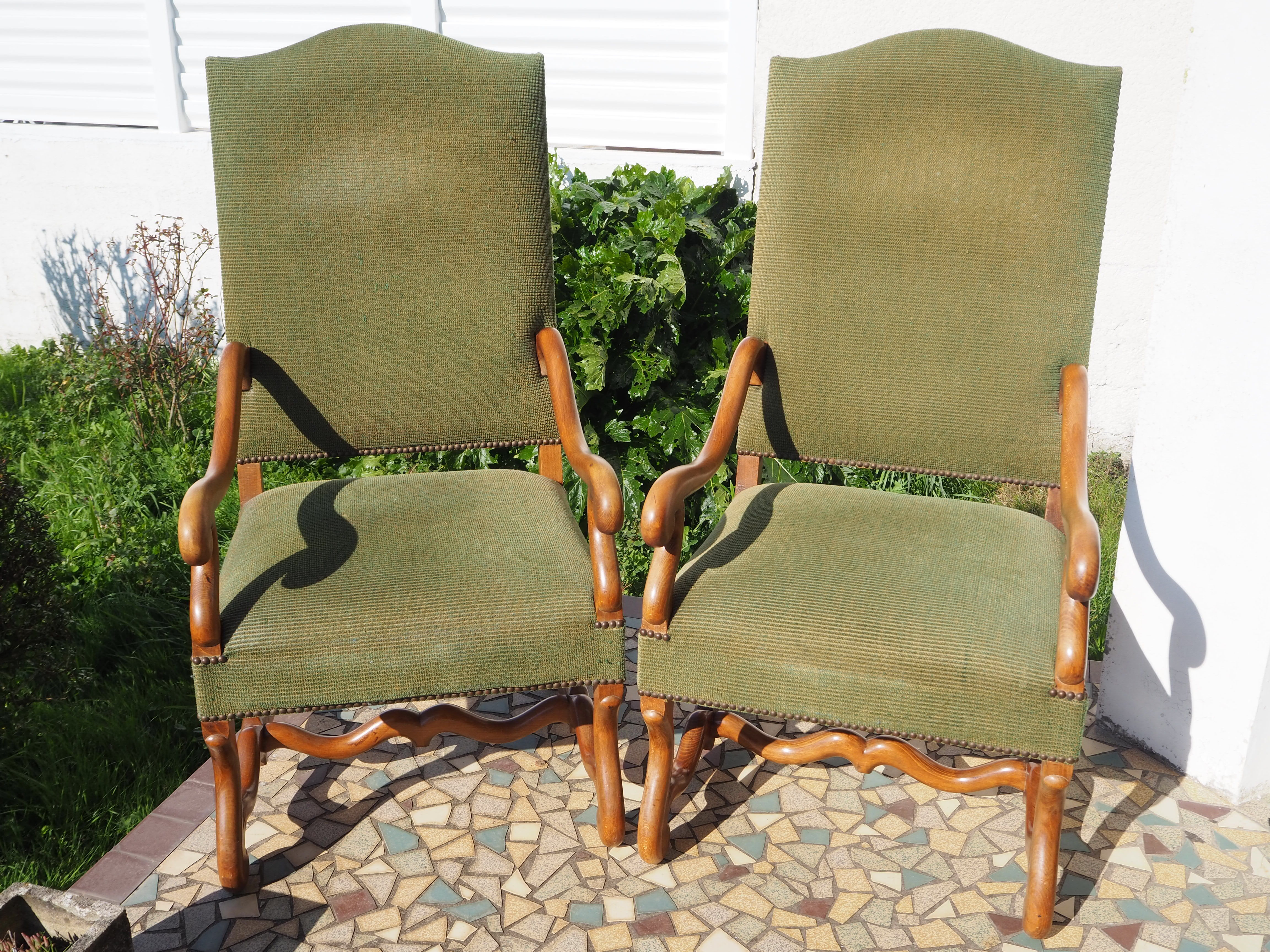 A pair of Louis XIII-style sheep bones armchairs