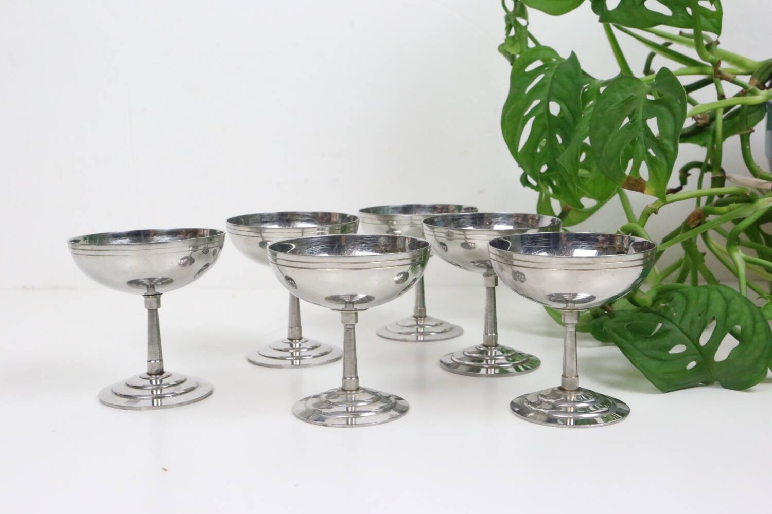 Set of 6 stainless steel bowls by Letang-Remy, vintage French, 1970s