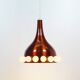 Vintage Scandinavian brass and glass pendant chandelier