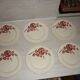 Set of 6 old flat plates in beige and red earthenware