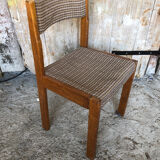 Set of 3 vintage 60s wooden fabric and tile chairs