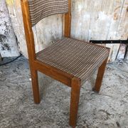 Set of 3 vintage 60s wooden fabric and tile chairs