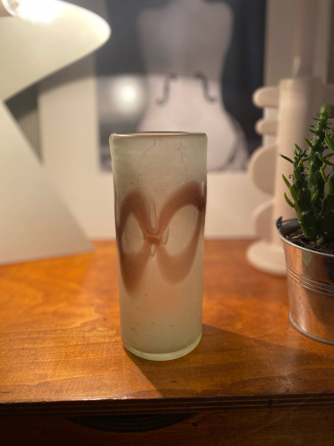 Smoked blown glass vase