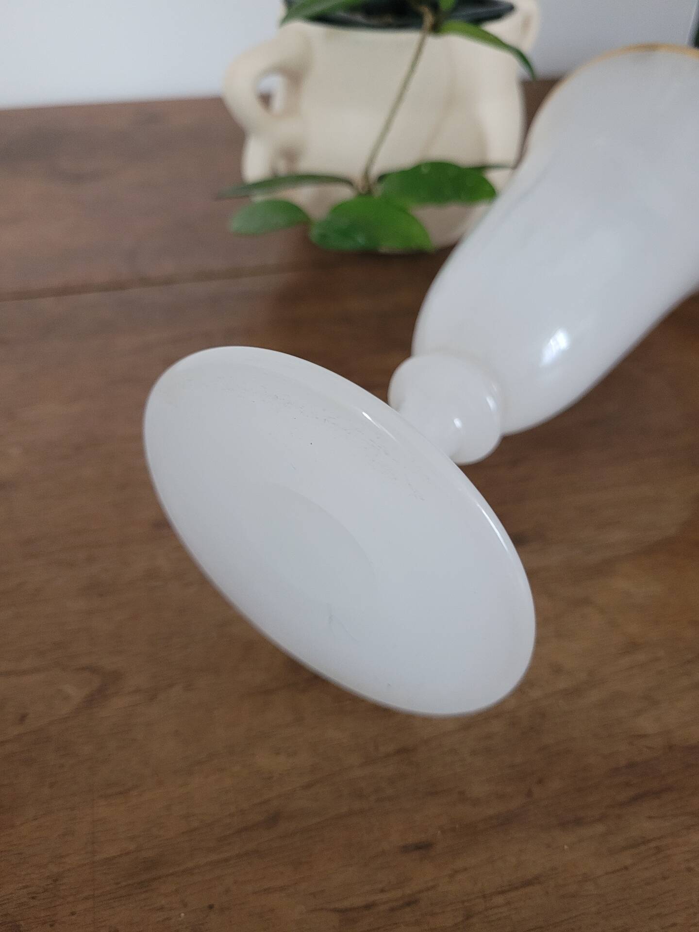 White opaline bowl with golden trim