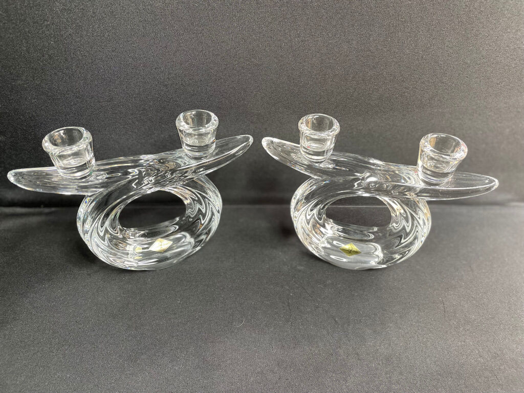 Vannes le Châtel - Candle holders with 2 lights (2) - Cristal