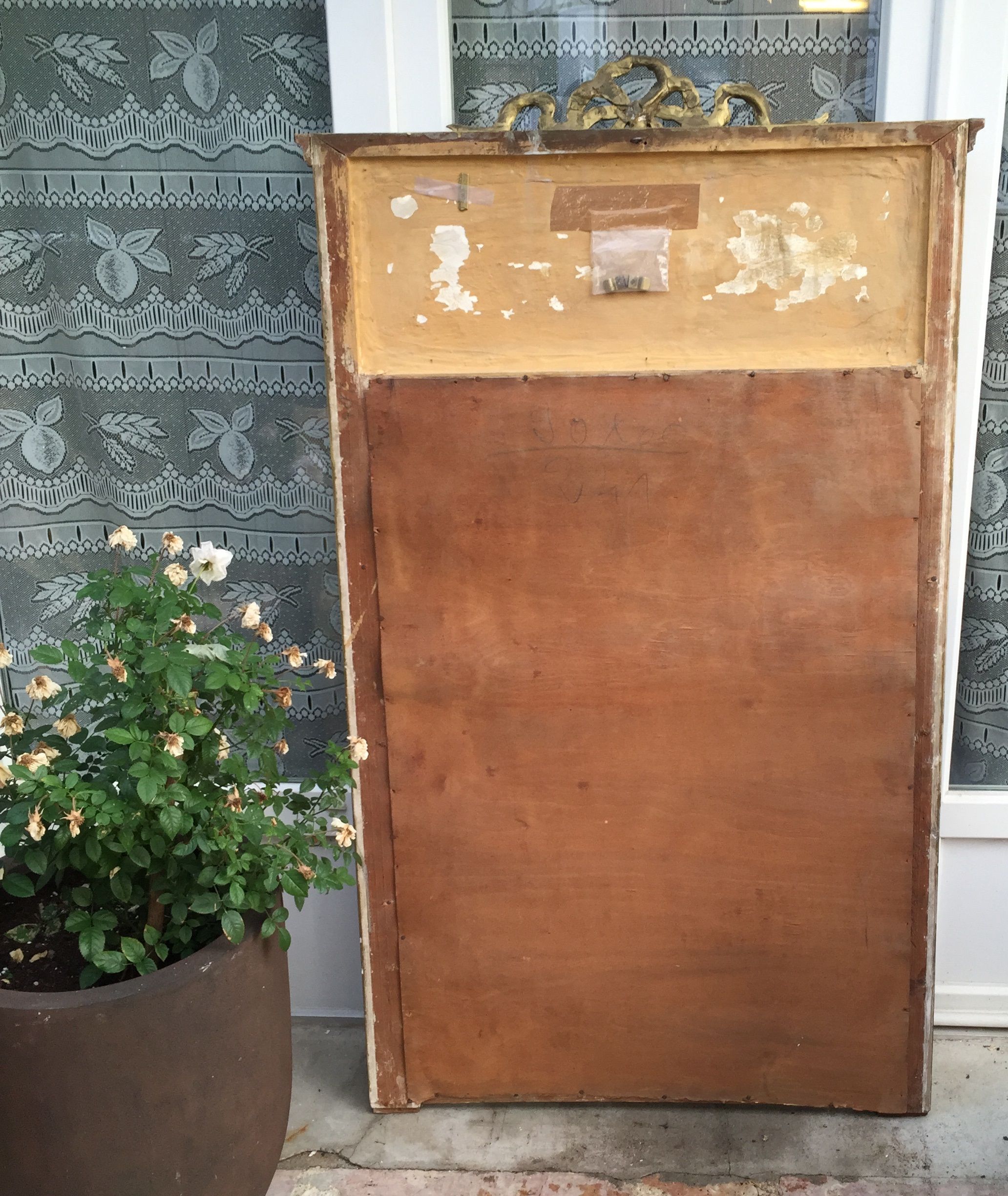 Bevelled mirror old fireplace overmantel 132x79cm