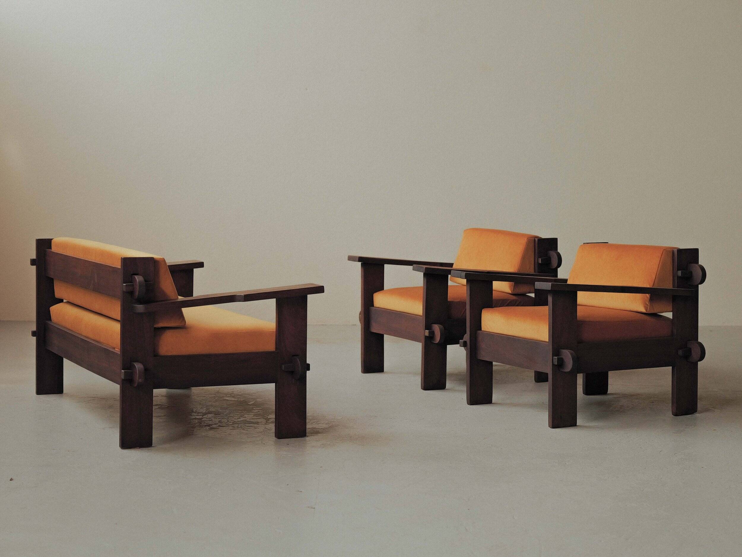 Architect's bench in solid wood, France, circa 1970.