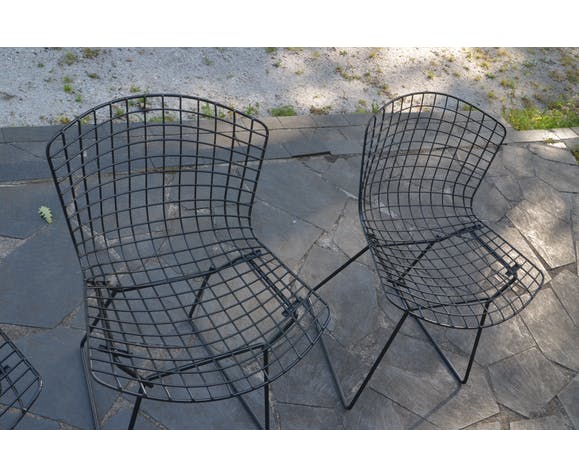 Set of 4 chairs "Wire" by Harry Bertoia, edition Knoll 1st edition
