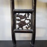 Paire d'anciennes chaises fauteuils Tabourets chinois XIXème en bois laqué noir