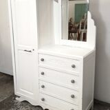 Armoire asymétrique des années 50 avec miroir biseauté