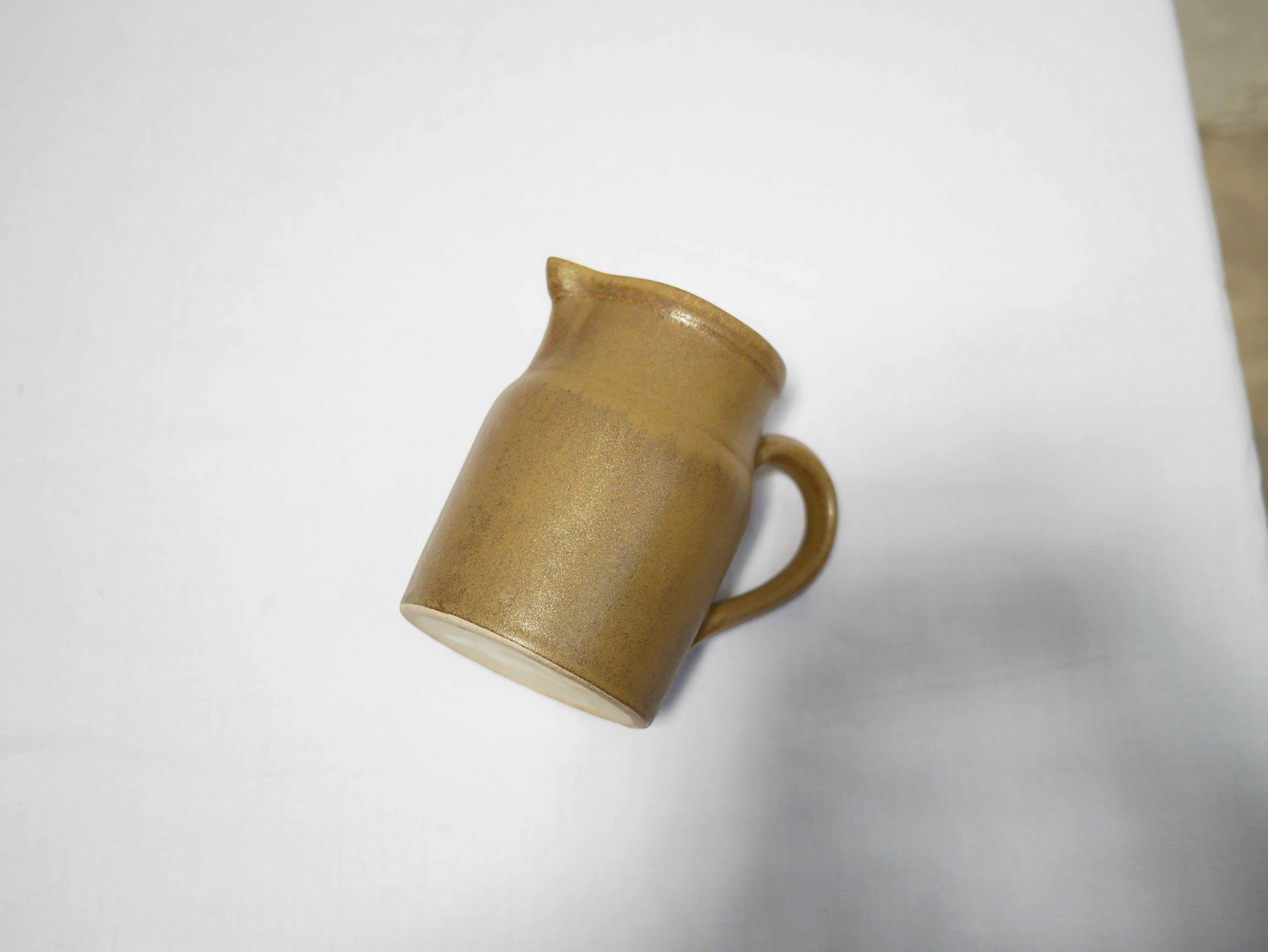 Vintage stoneware pitcher by the Digoin factory, France