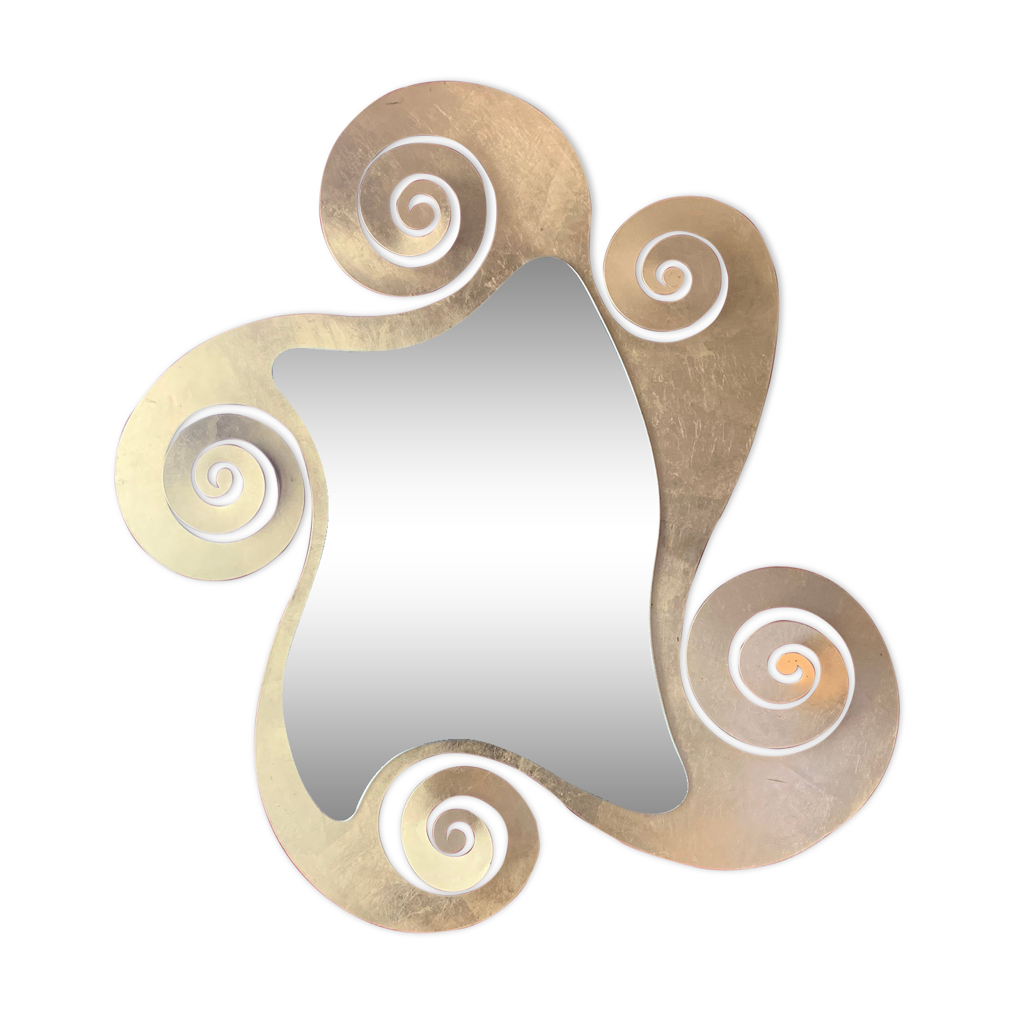 Free-form gold contemporary mirror 95x110cm