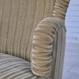 1970s, pair of Danish armchairs, original condition, green furniture velour.