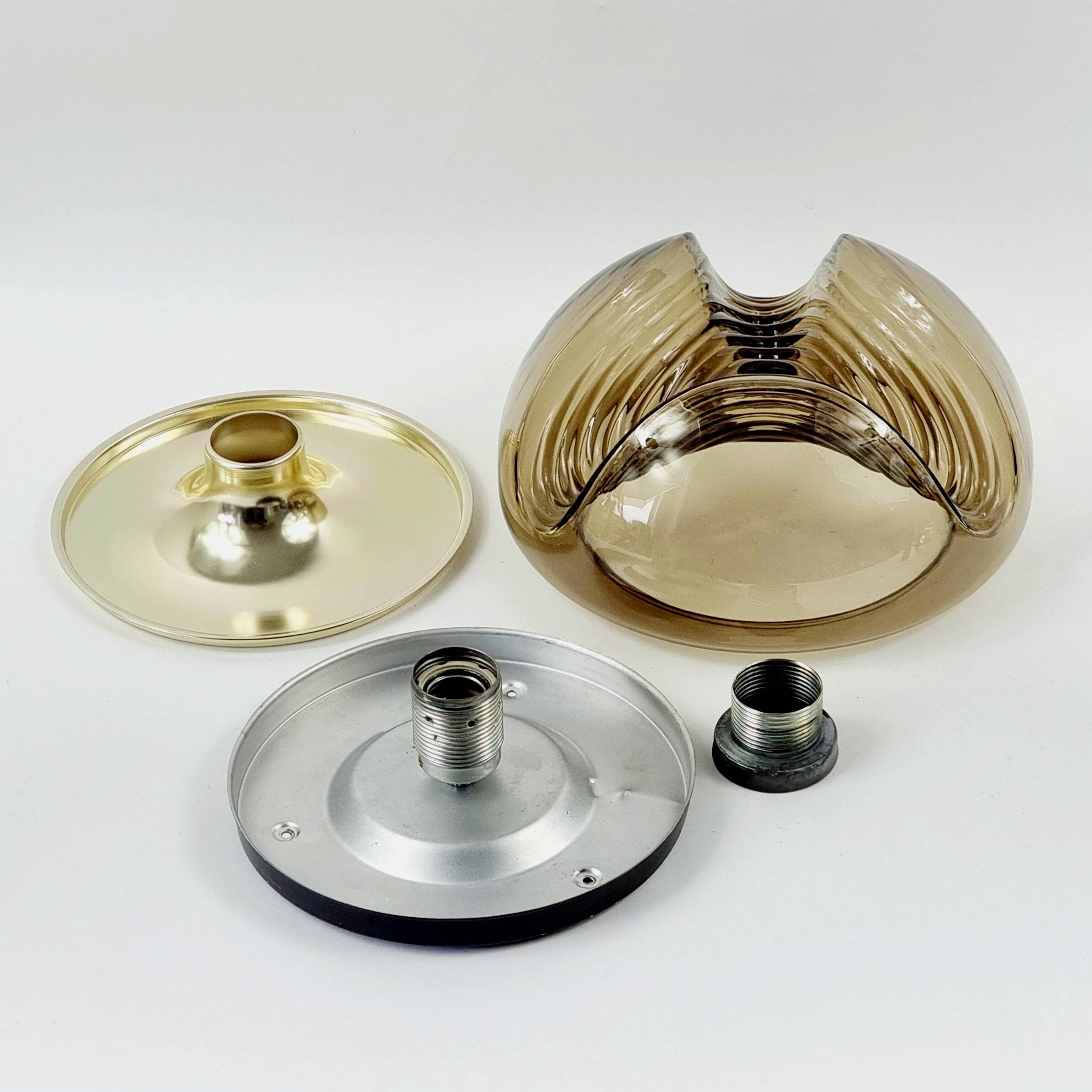 Space Age 'Wave'/'Futura' Glass Ceiling Light by Koch & Lowy for P&P, 1970s