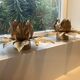 2 golden flower wall lights