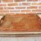 Old large wooden and brass serving tray