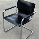 Set of 4 design cantilever chairs black and chrome design made in Italy