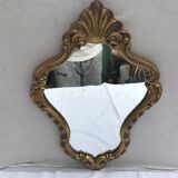 Ancient Mirror Baroque Style A Golden Wood Shell - Vintage Decoration Glass 31x47cm