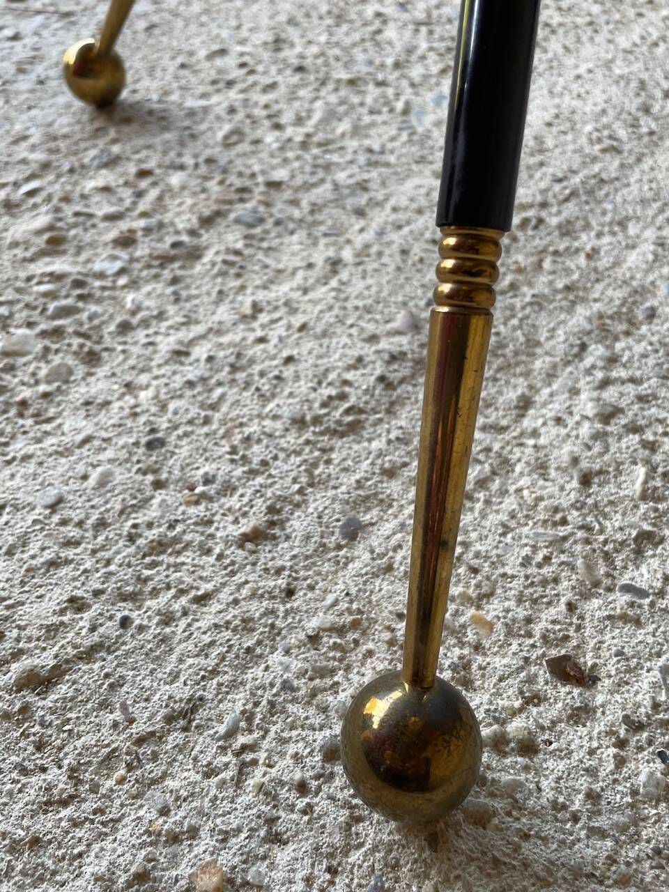 Vintage floor lamp, brass decorations, tripod legs circa 1960's