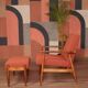Fauteuil lounge et repose-pieds Vintage Terracota Boucle
