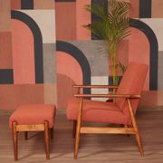 Fauteuil lounge et repose-pieds Vintage Terracota Boucle