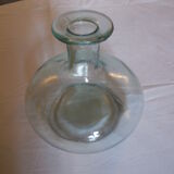 Pale green transparent glass flattened sphere shape vase