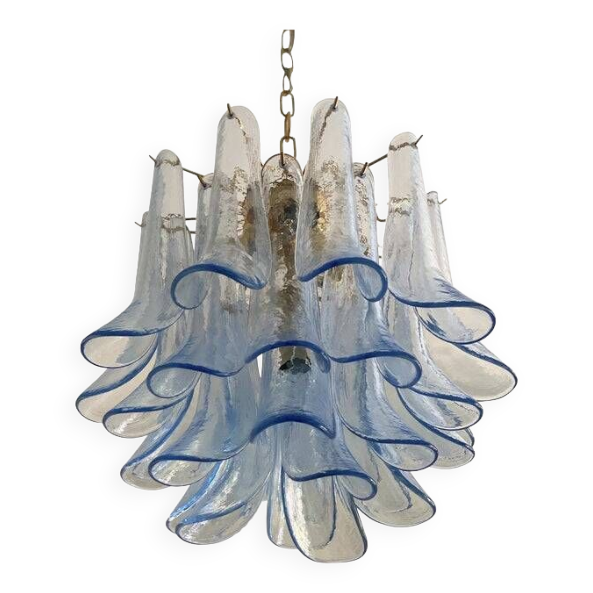 Contemporary blue “selle” murano glass chandelier