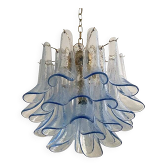 Contemporary blue “selle” murano glass chandelier