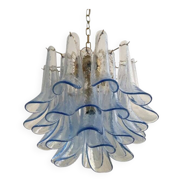 Contemporary blue “selle” murano glass chandelier