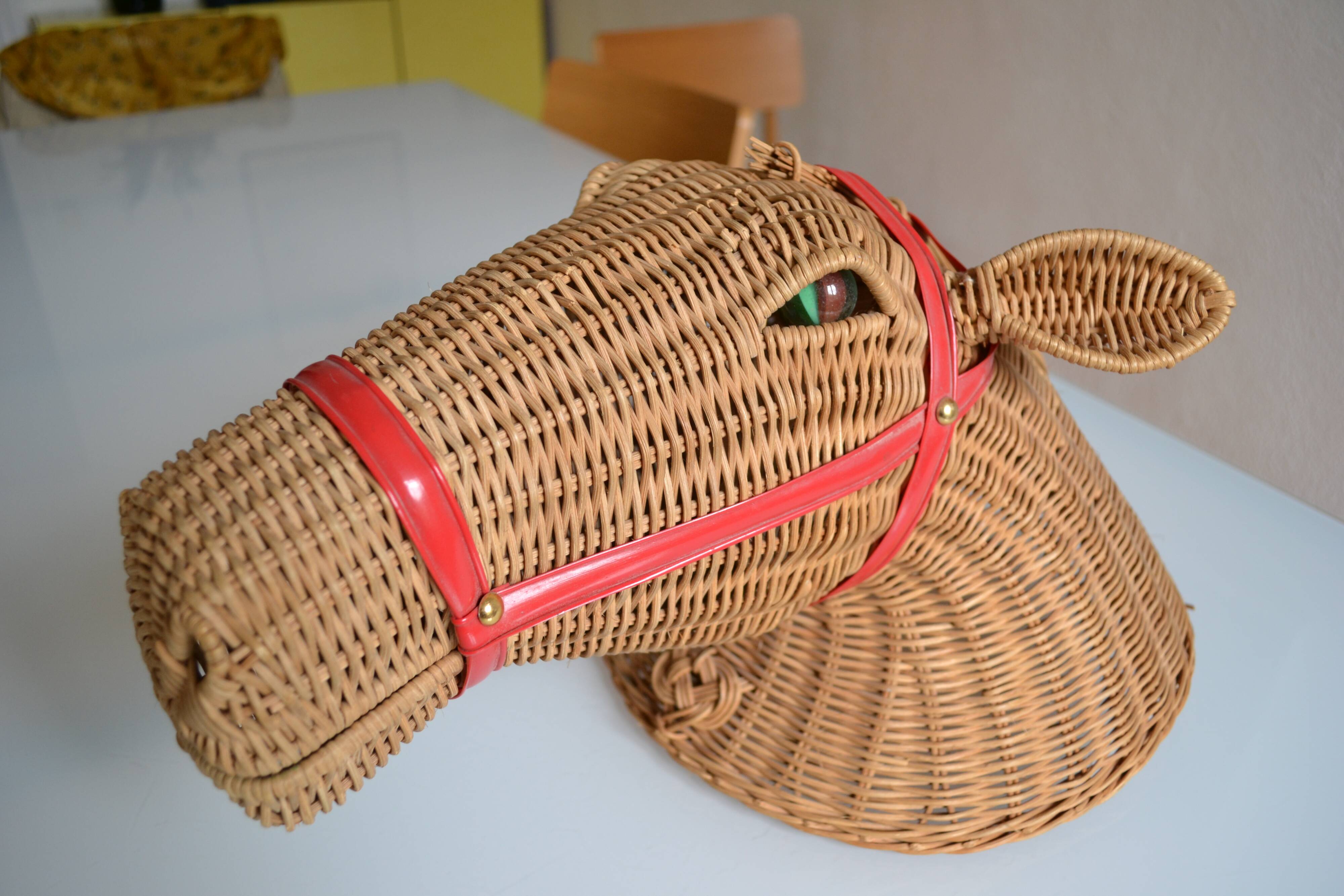 Rattan horse head 1960s 1970s