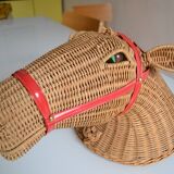 Rattan horse head 1960s 1970s
