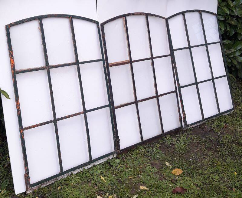 Industrial arched metal windows L73xH110 19th century glass roof