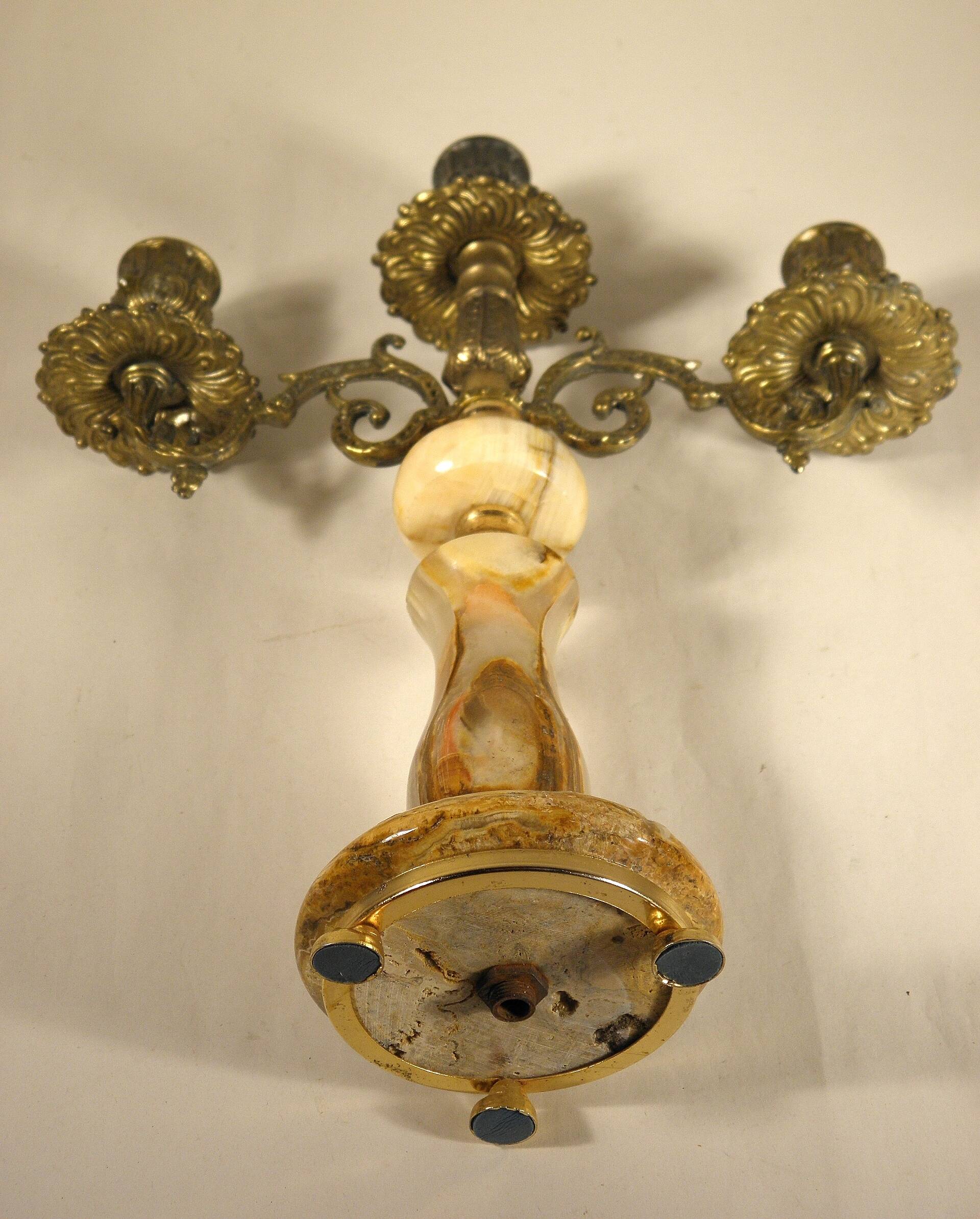 Three-light onyx chandelier