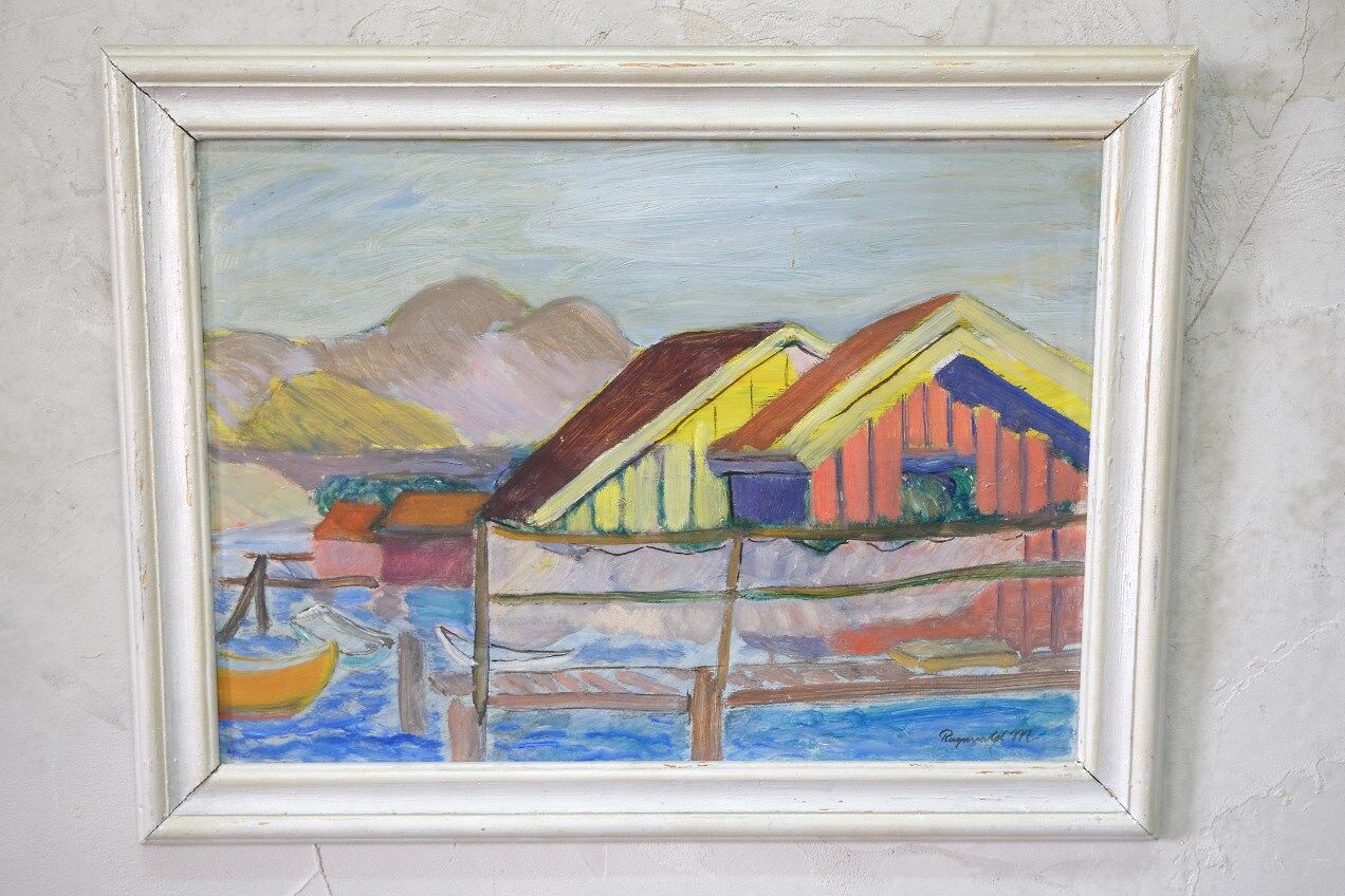 Ragnvald Magnusson, Swedish Modern Landscape, 1960, Oil on Panel, Framed