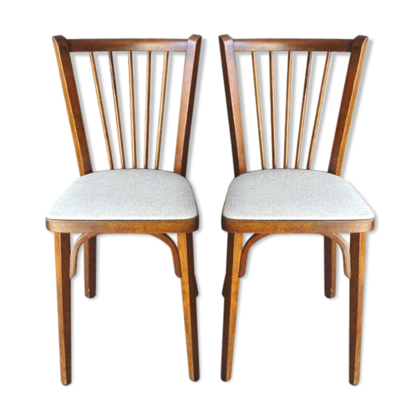 Paire de chaises vintage Baumann en skaï beige 1960