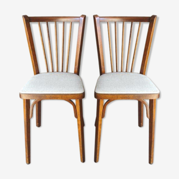 Paire de chaises vintage Baumann en skaï beige 1960