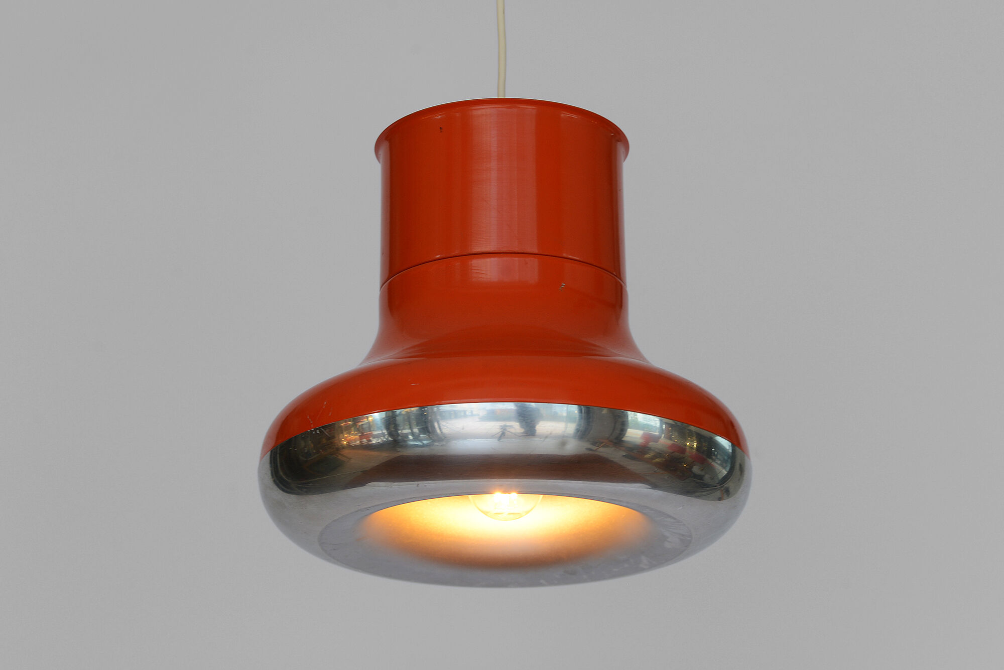 Orange pendant light "Fluga" by Hemi Sweden 1970s