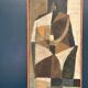 Original Swedish Oil on Canvas – "Abstrakt Komposition" by Hans Fritzdorf (1927–1990) – Vintage and Framed – 71 × 38 cm (28" × 15")