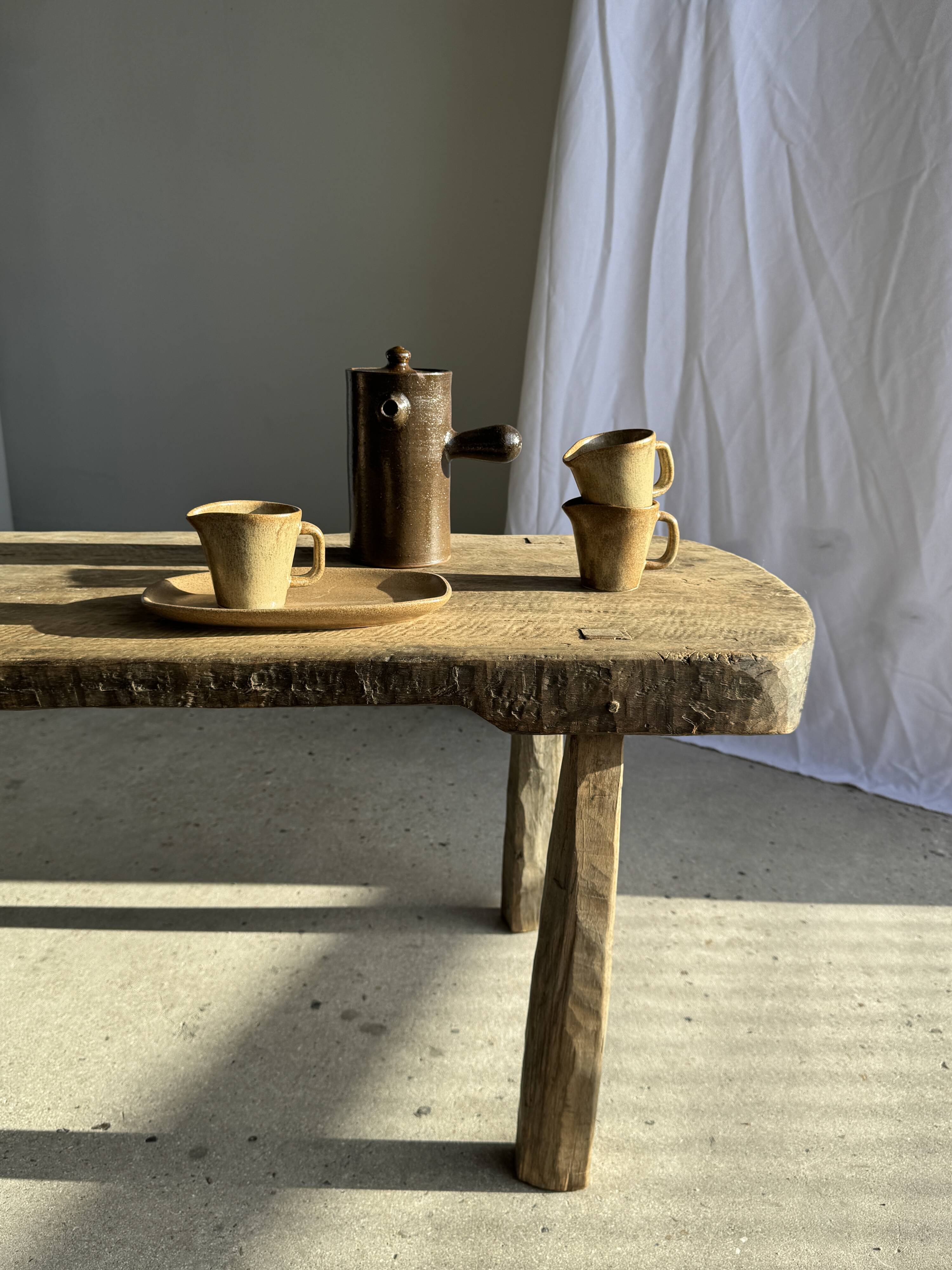 Set of 3 small jugs or milk pots in stoneware H8 D8.5