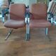 pair of 1970s modernist design armchairs in tweed fabric
