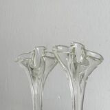 Two antique transparent blown glass soliflores.