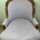 Fauteuil Louis Philippe  en bois et tissu lilas