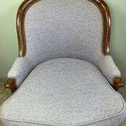 Louis Philippe armchair in wood and lilac fabric