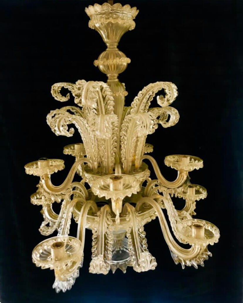 Chandelier murano Barovier gold inlay