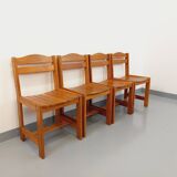Set of 4 vintage pine chairs from the 70s