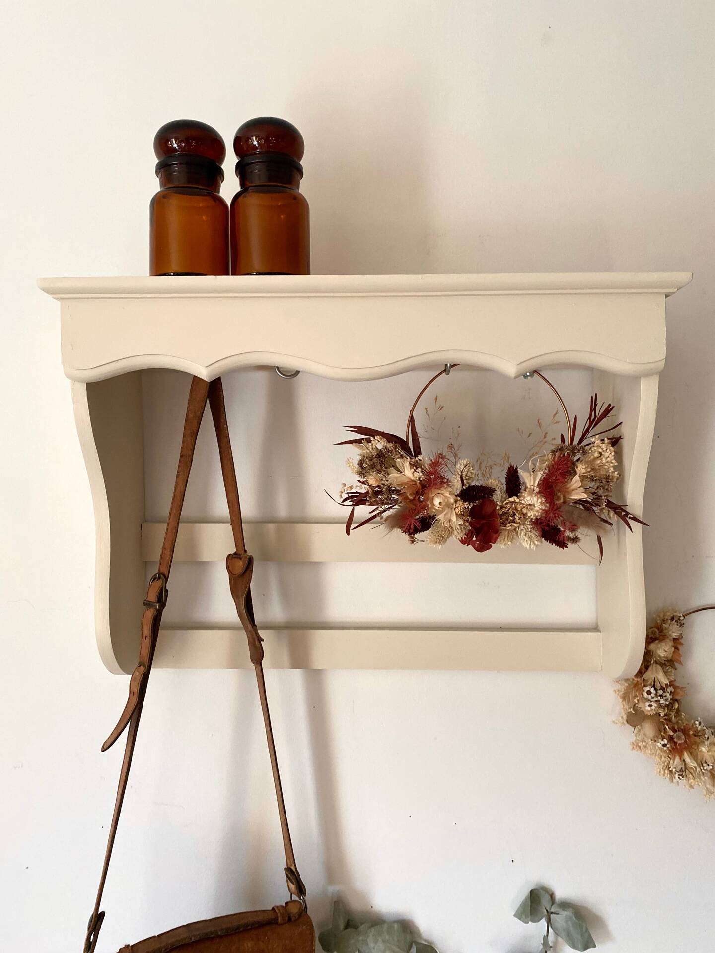 Antique wooden wall shelf