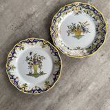 Set of 2 decorative earthenware plates from Desvres