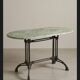 Table ovale en marbre vert à orthocères & pied en fonte / fer forgé